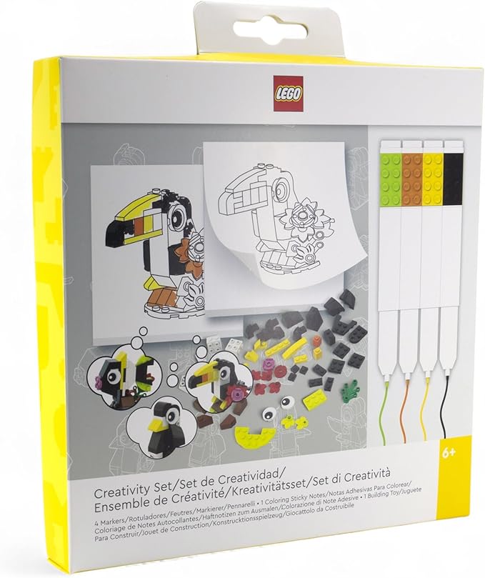 LEGO Stationery Creativity Set with Building Toy - Animal (53666) Includes 1 Sticky Note Pad 4 Markers 1 LEGO Building Toy