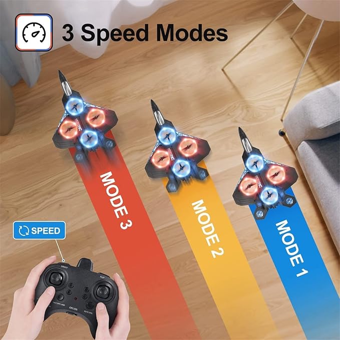 2023 New V17 Jet Fighter Stunt RC Airplane Drop-Resistant Remote Control Aero Jet Drone with 360° Stunt Spin Gravity Sensing ＆ Lights RC Fighter Jet Planes Easy Fly RC Glider for Beginner (Silver)