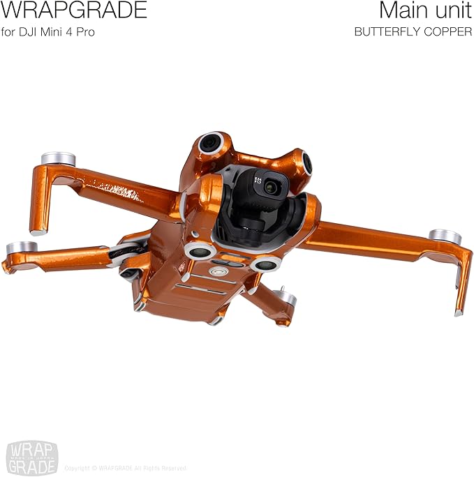 WRAPGRADE Skin Stickers Compatible with DJI Mini 4 Pro | Full Wrap (Butterfly Copper)