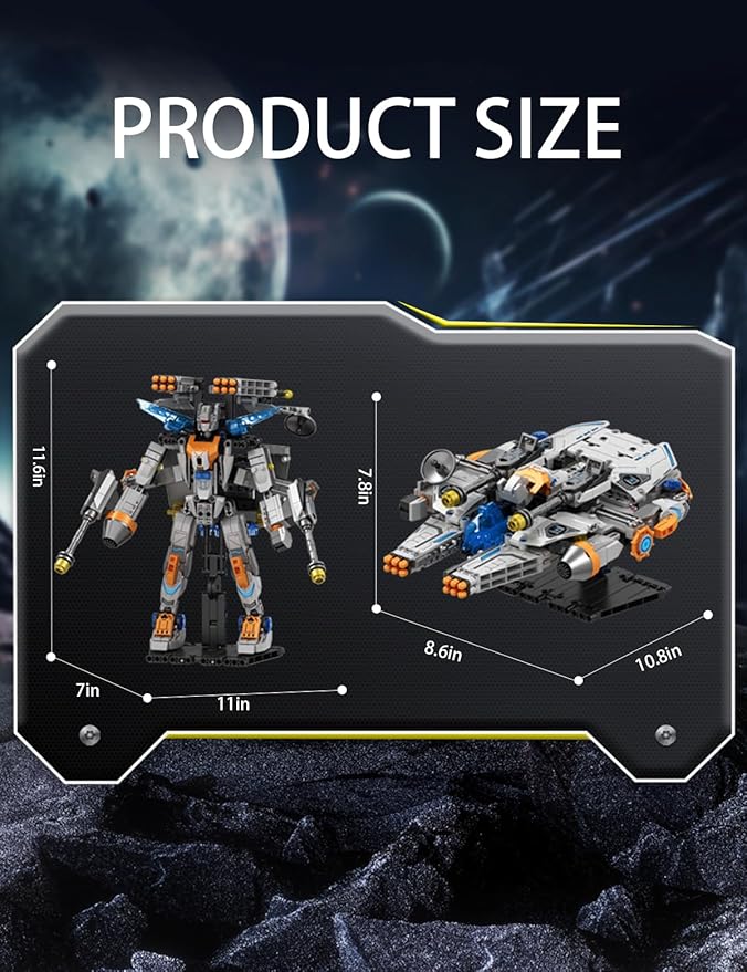 SEMKY Space Series Laser Spacecraft (Variable Robots) MOC Building Blocks Set (673Pieces) Space Model Gifts for Kid and Space Fans