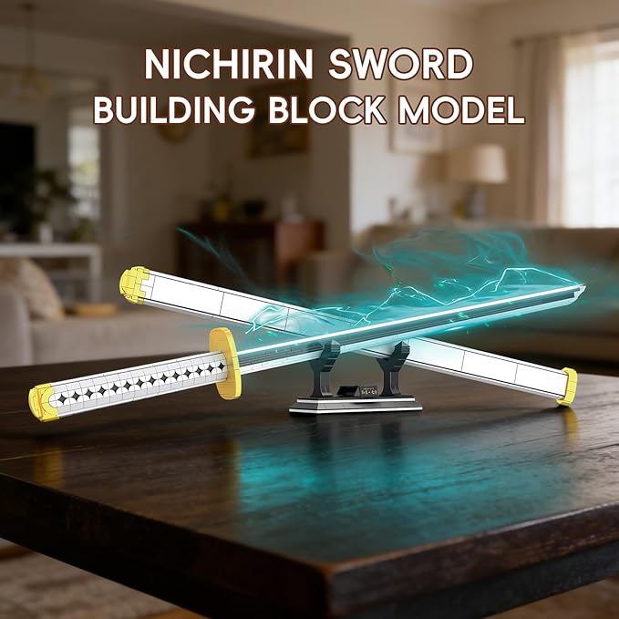 Anime Sword Building Set 806 Pieces White Katana Model with Scabbard &amp Stand 39 Inch Life Size Samurai Cosplay Prop Three-Sword Style Weapon Gift for Teens &amp Adults