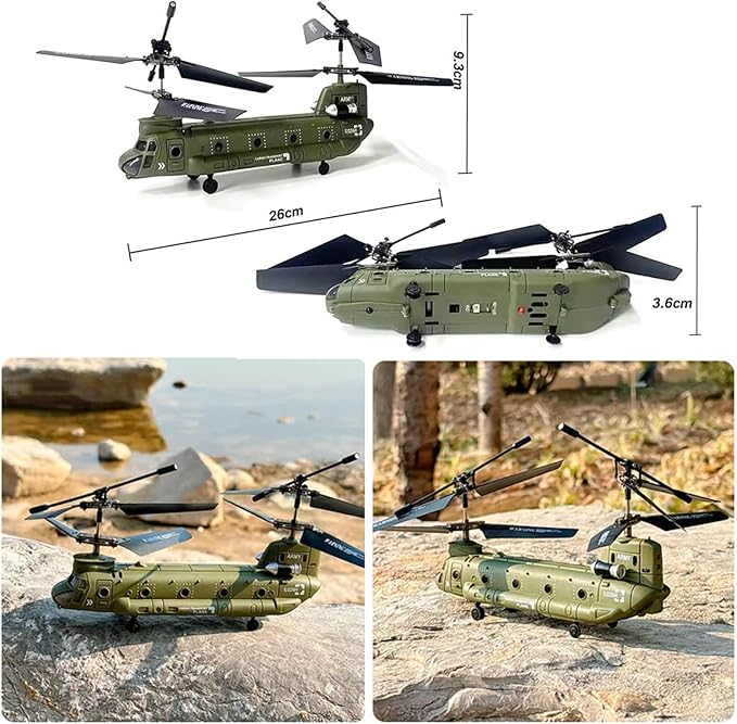 Remote Control Helicopter S026H Military Transport RC Helicopters with Altitude Hold One Key Take Off/Landing LED Light Low Battery Reminder Gyro RC Army Helicopter for Beginners