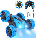 RC Stunt Car 360° Flips &amp Double-Sided Remote Control Truck with LED Lights 2.4GHz High Speed All Terrain Off-Road Toy Car Gift for Boys Girls Kids Ages 6-12 (Blue)
