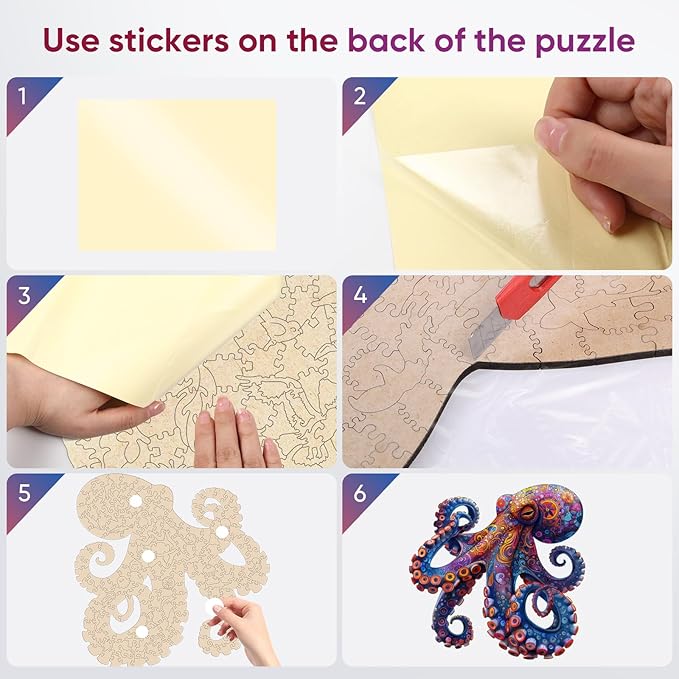 Mys Aurora Octopus Puzzles for Adults 500 Pieces 5MM Thick Wooden Jigsaw Puzzles Unique Shape Puzzle Ocean Wood Puzzles for Adults and Kids Birthday Gifts Family Game 17 * 17inch
