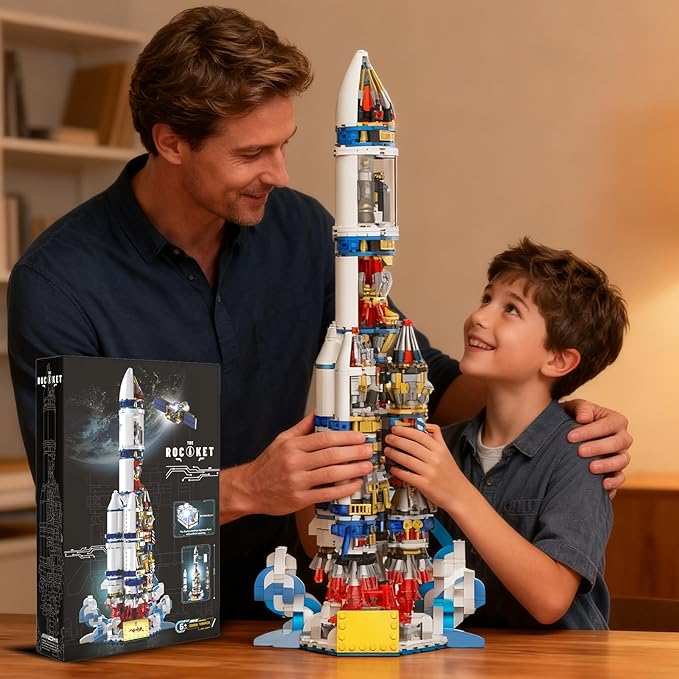 Mechanical Space Rocket Building Set - 1099Pcs DIY Model Rocket Building Blocks Set Space Shuttle Collectible Display Model Set with Launch Stand home Office Decor Birthday Gifts for Adults Boys