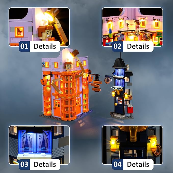 LED Light Kit for Lego 76422 Diagon Alley: Weasleys' Wizard Wheezes Set Compatible with Lego 76422 Building Blocks Model(Not Include Blocks Set)