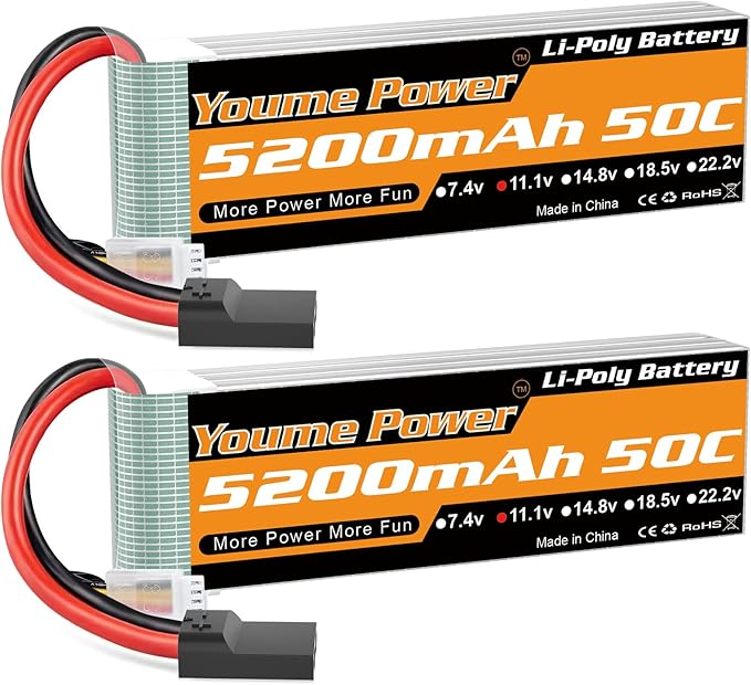 3S Lipo Battery 5200mAh Shorty 11.1V RC Battery 50C with Tr Plug Soft Case Compatible with 1/8 1/10 Scale RC Car Truck Vehicle Tank Buggy Truggy Boat Drone Aircraft Airplane (2 Packs)