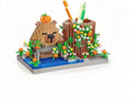 Reading Cute Capybara Desktop Decor - Micro Mini Building Block Toy Pen Holder Animal Style with Flower Perfect as a Gift Representing Love for Learning