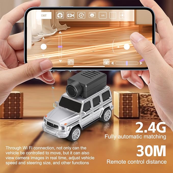 WLtoys Mini RC Car 1:64 Scale FPV RC Drift Car with 720P HD Camera 2.4GHz WiFi App Control with Gyro Mini Racing Toys for Teens and Adults (Sliver)