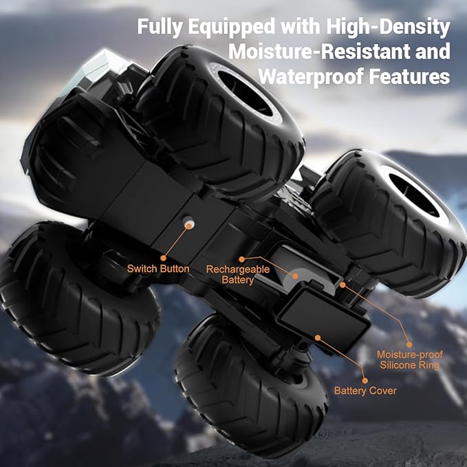 1:16 Cybertruck Remote Control Car 2.4 GHz 4WD Amphibious Off-Road Pick-up Truck with LED Light Waterproof Monster Truck Hobby RC Cars Toys for Teen Adults