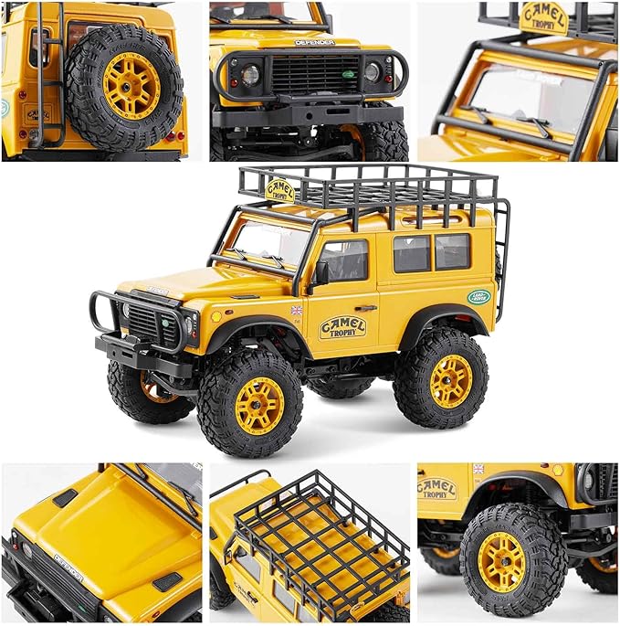 BEEZRC FMS 1/24 RC Crawler RTR FCX24M Land Rover Family Camel Trophy Edition Licensed RC Model 4WD RC Rock Truck 2.4Ghz Hobby Grade RC Car Model Mini Off Road Vehicle with Battery (Defender 90)