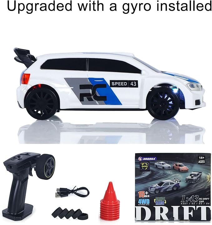 TOUCAN RC HOBBY 2.4GHz Mini RC Drift Car 1/43 Racing Vehicles High Speed 4WD Ready to Go Mini Car Radio Battery Lights Model Gyroscope for Ages 14+