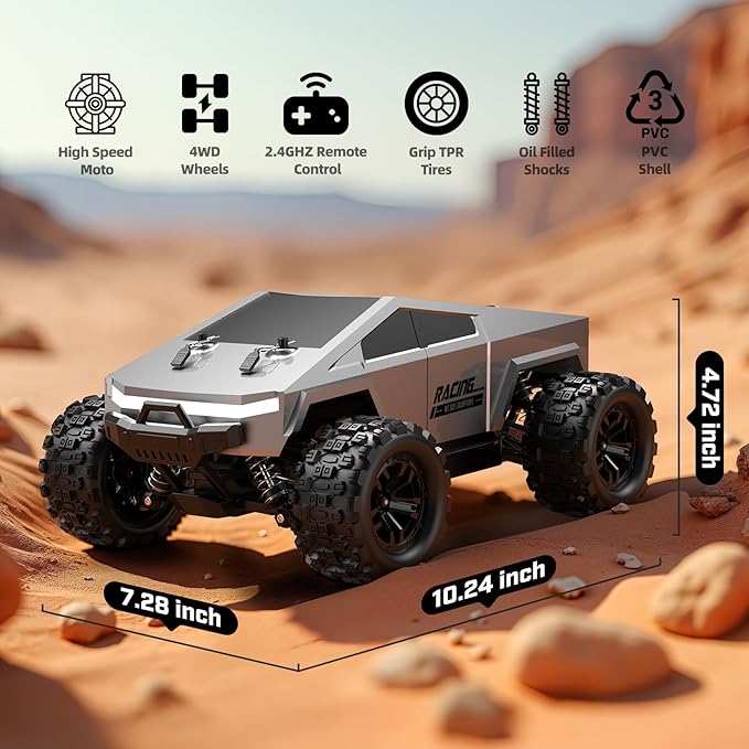 WayEee 1:18 Fast RC Car 40 KPH High Speed 4X4 Remote Control Monster Truck All Terrain Vehicles Toy with 2 Batteries 2.4GHz Remote Control 2 PVC Shell Off-Road Pickup Gift for Kids and Adults
