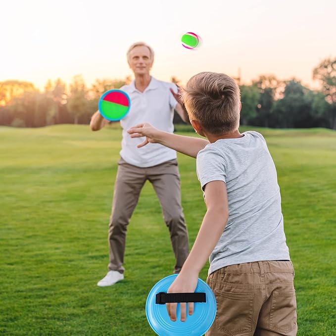 Ayeboovi Toss and Catch Ball Game Outdoor Beach Pool Kids Toys Outside Lawn Yard Games for 3 4 5 6 7 8 9 10 11 12 Year Old Girls Boys Toys Birthday Gift Easter Basket Stuffers (2 Paddles 2 Balls)