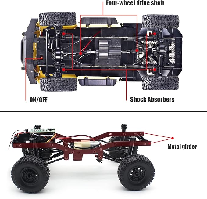 Mostop RC Crawler 1/16 Scale 4WD Offroad Rock Crawler Climbing Vehicle RC Truck Toys C24-1 Throttle &amp Steering Control Pickup Truck 2.4Ghz Remote Control Children RC Car for Kids