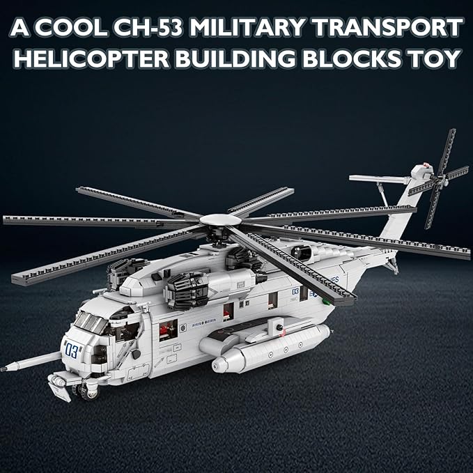 JMBricklayer CH-53 Helicopter Building Set 60008 Military Transport Helicopter Toy Aircraft Model Kit Ideal Airplane Toy Gifts for Adults and Military Fans