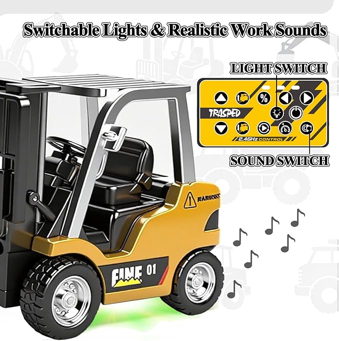 1/64 Scale RC Forklift Crane 2.4GHz Metal RC Truck 2-in-1 Construction Vehicle with Hook &amp Metal Forks Dual Speed APP Control Construction Vehicle Hobby Toy for Adults and Kids