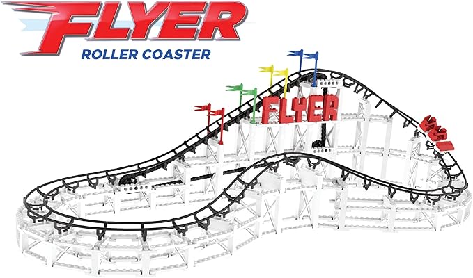 CDX Blocks: Flyer - 539 Pieces Building Brick Set Gravity Powered Roller Coaster Model Promotes STEM Learning