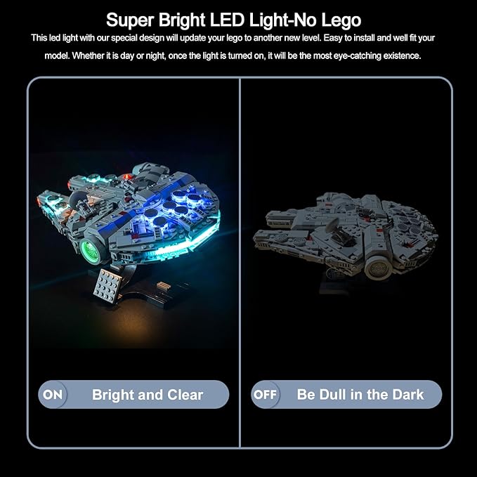 BrickBling LED Light Compatible with Lego 75375 Millennium Falcon 25th Anniversary Buildable Starship Remote Control Version Lighting-No Model