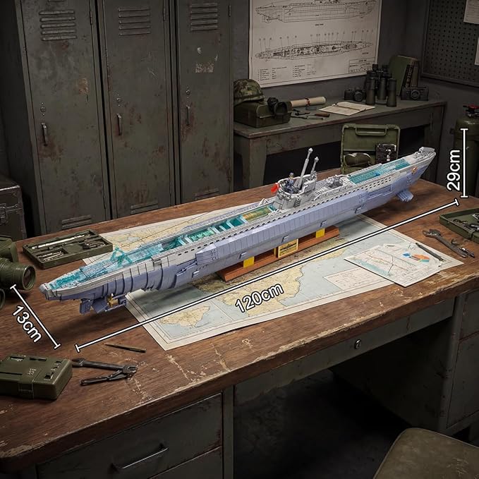 Wyiauy Military Submarine Building Set Military Submarine Model Kit for Adults WW2 History Collectible Home Decorfor Adult Sets for Men Building Sets for Adults