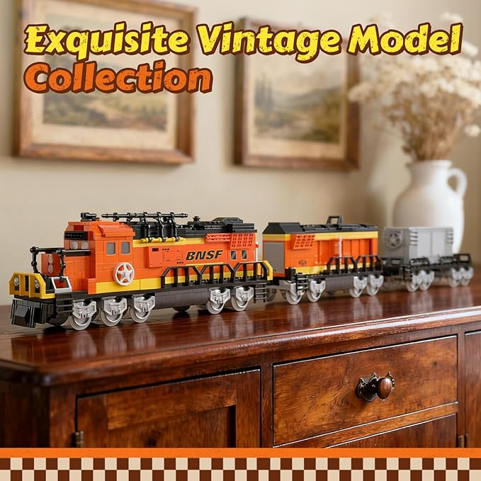 City Train Building Set Stem Trains Building Toy for Boys Girls Ages 6-14 BNSF Freight Trains Model for Kids and Adult Stem Locomotive Train Building Blocks Christmas Birthday Gifts 635 PCS