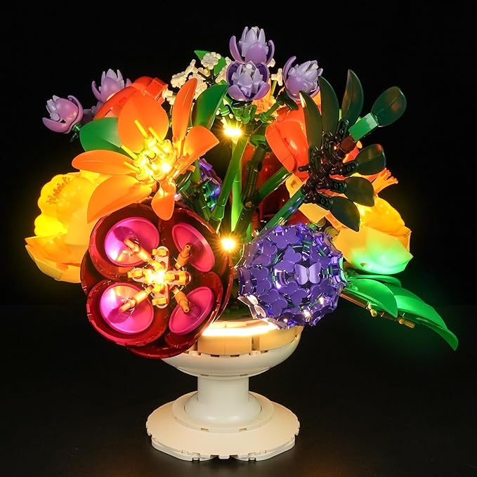 LED Light Kit Compatible with Lego Flower Arrangement Building Blocks Model - Lighting Set for Botanical Collection 10345 (Model Set Not Included)
