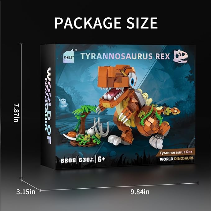 MENTOJOY Poseable Baby T.rex Building Set – 630 Pieces STEM Dinosaur Toy Suitable for Children Age 6 and Above | Jurassic Educational Gift