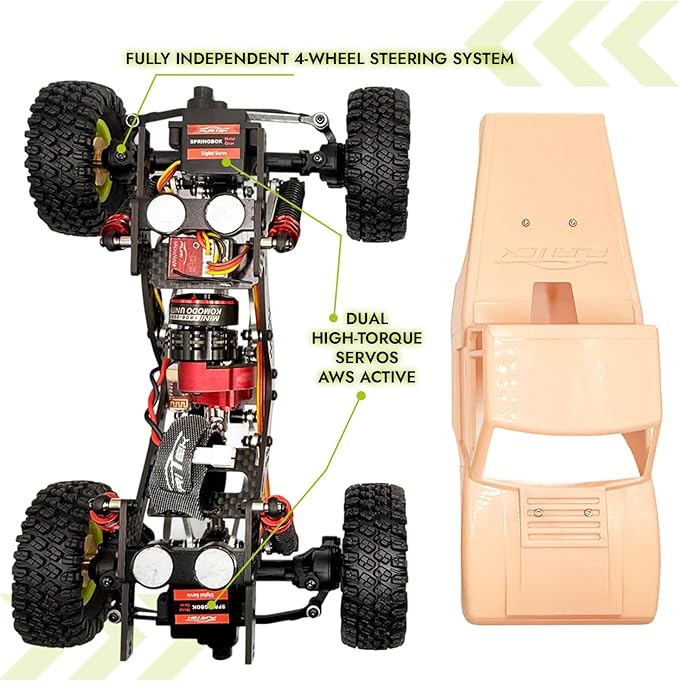 furitek 1/18 RC Crawler TerraX Active Pro 4WS – 1/18 ARTR RC Rock Crawler Remote Control Car w 4-Wheel Steering Full Kit RTR Ready-to-Run 2-in-1 Outrunner Brushless System