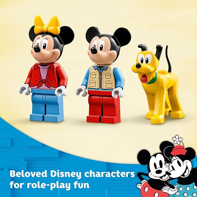 Lego Disney Mickey Mouse and Minnie Mouse's Camping Trip 10777 Building Toy with Camper Van Car &amp Pluto Figure for Kids 4 Plus Years Old