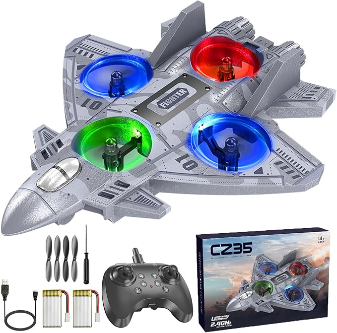RC Plane Remote Control Airplane Drone for Kids Ages 8+ RC Planes Foam Airplanes for Adults Kids Fighter Jet Toy with Lights 360°Flip and 3 Speed Modes Airplane Toys Gifts for Teenage Boys