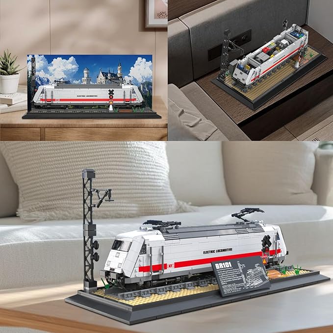 Reobrix BR101 Train Building Block Set with Track 66802 Creative Train Model Set Collectible Electric Locomotive Display Ideal Gifts for Boys and Adults(1928PCS)