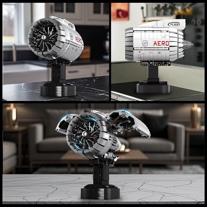 HIGH GODO Aircraft Engine Building Kit That Works Aircraft Turbofan Engine Model Kit with Motor Build Your Own Engine Kit STEM Project for Teens Adults 14+ (1786 PCS)