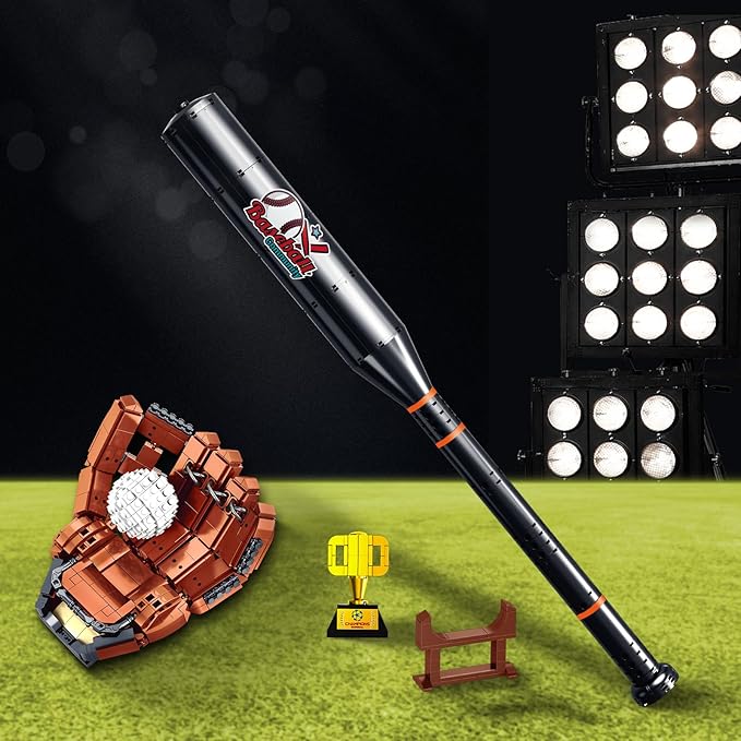 Baseball Building Set for Adults – Creative Sports Model with Bat Glove Ball &amp Trophy Premium Construction Building Toy for Men &amp Teens Unique Baseball Gift &amp Decorative Display Piece