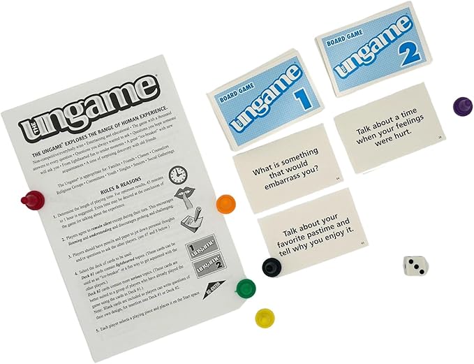 The Ungame - Non-competitive Communication Game – Encourages Emotional Connection Communication and Listening – For Families Couples and Groups – Great for Therapists Teachers and Counselors