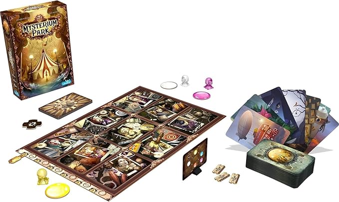 Asmodee Mysterium Park Board Game - Uncover Dark Secrets in a Charming Carnival Setting Cooperative Mystery for Kids &amp Adults Ages 10+ 2-7 Players 28 Minute Playtime