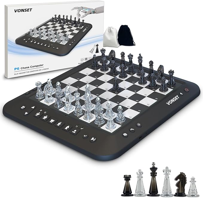 P6 Electronic Chess Board Chess Computer Talking Smart Chess Board Magnetic Electronic Chess Set with LED for Kids &amp Adults