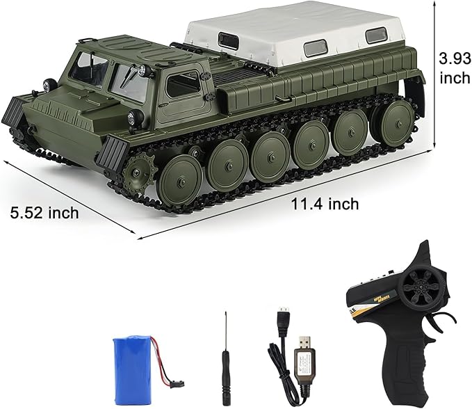 Remote Control Tank Military Transport Vehicle 2.4G Crawler Car RC Off-Road Army Armored Truck All Terrain for Kids and Adults Toys