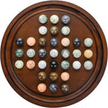 Solitaire Game12.7-Inch inches Solid Wooden Board with 33 Natural Marble Balls Deluxe Solitaire Game Set Single-Player Strategy Board Game and Smart Games