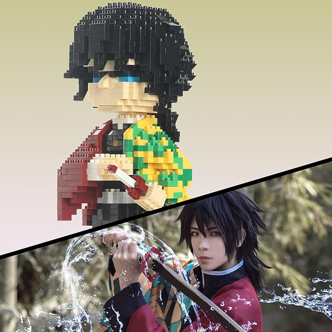 MACTANO Anime Demon Figure Micro Mini Building Set Slayer Giyuu Tomioka Building Block Toy for Adult