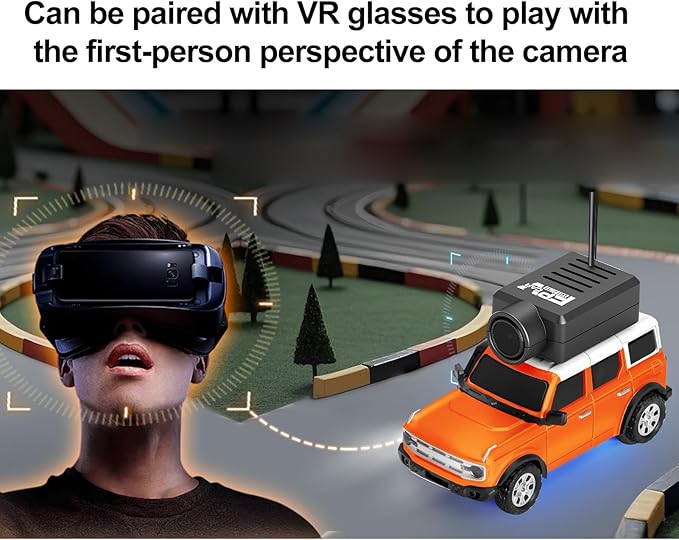 GoolRC WLtoys 6405 Mini RC Car 2.4GHz 1:64 Scale FPV Remote Control Car with Camera 720P and Gyro APP Control Vehicle with LED Lights for Adults Without Remote Controller (Orange)