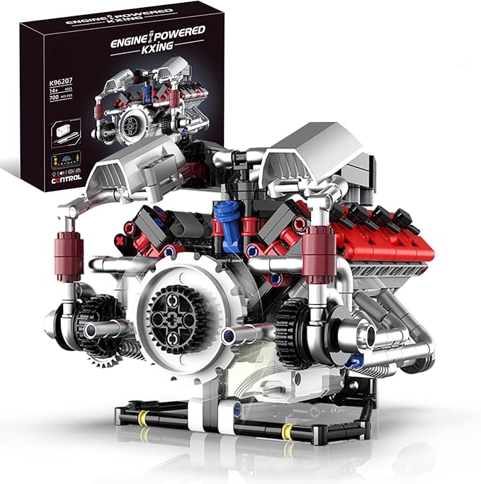 V8 Engine Building Blocks Sets - Build Your Own STEM V8 Model Engine Mini V8 Engine Kit for Adults Creative Birthday Gift Toy for Teens (700 PCS)