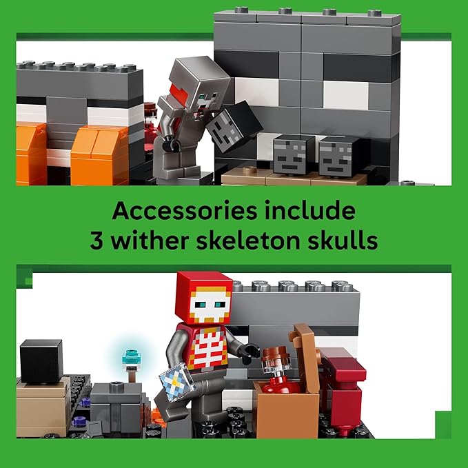 LEGO Minecraft Wither Battle Building &amp Pretend Play Toy for Boys &amp Girls - Video Game Playset &amp Toy Figures for Kids Ages 8+ - W/Crimson Warrior Minifigure &amp More - Gift Idea for Bir