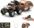 Snugzy Mini RC Car 1:64 Scale RC Truck for Kids with Trailer 2.4Ghz Remote Control Rechargeable RC Cars Toy Gifts for Boys Girls Adult (Brown)