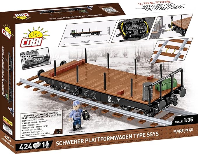 COBI Historical Collection WWII Schwerer Plattformwagen Type Ssys Building Set 424 Pieces