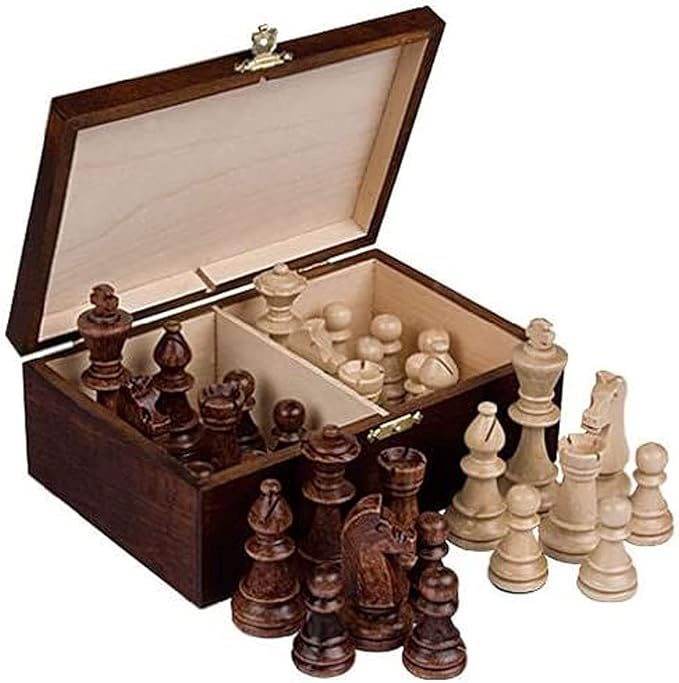Staunton No. 6 Tournament Chess Pieces in Wooden Box 3.9-Inch King