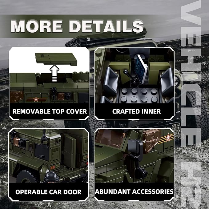 Sluban Military Vehicle Set Building Toy Army Car Military Off-Road Vehicle Model with 4 Soldier Minifigures Gifts for Boys Aged 6-12 Kids Girls Compatible with Lego Military Set 519 PCS