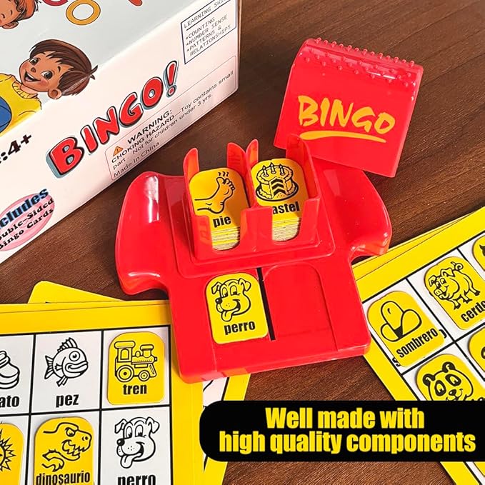 Spanish Vocabulary Bingo for Kids | Educational Learning with Sight Words | Boosts Language and Matching Skills | Ideal for Classroom and Home Use | Spanish Board Game