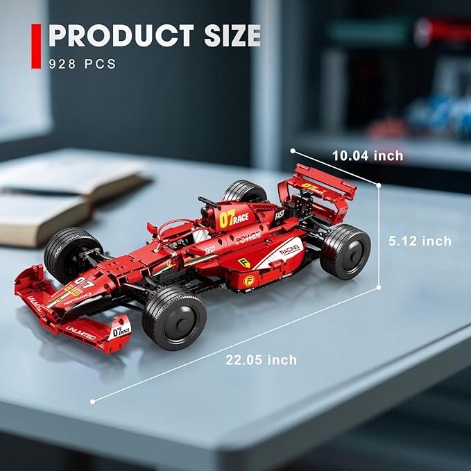 Reobrix F1 Cars Building Sets for Adults Technical Formula 1 Model Car Kits Cool 1:8 Scale Race Car Model Display for Home or Office Decor Collectible Gifts for F1 Fans (928 PCSStatic Version)
