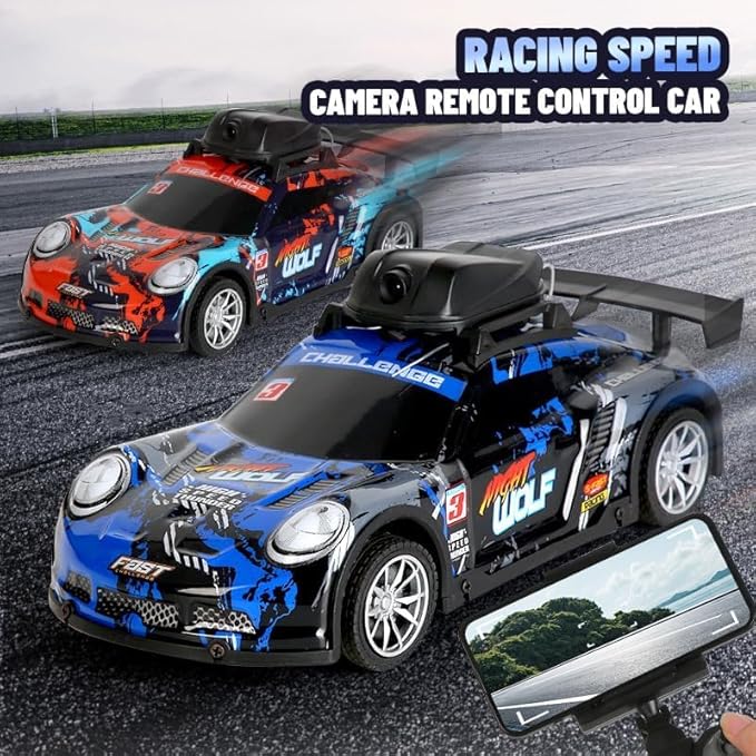 Mini RC Drift Car with HD Camera &amp LED Lights 2.4G 4CH Remote Control Car Electric Racing Sports Cars for Adult Teens - RTR Version / 2 Battery
