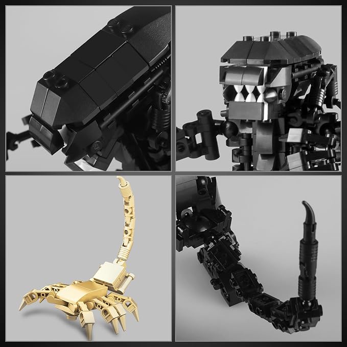 HIGH GODO Xenomorph Building Sets for Adult442 Pieces Horror Action Figure Toy with Little FacehuggerGifts for Teens Aged 14+ Perfect for Birthdays Christmases Halloweens